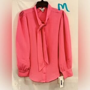 DKNY Pink Blouse with Stylish Neck Tie